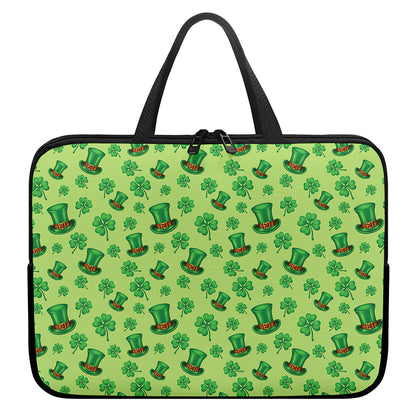 Clover And Hat St. Patrick's Day Print Laptop Sleeve With Handle