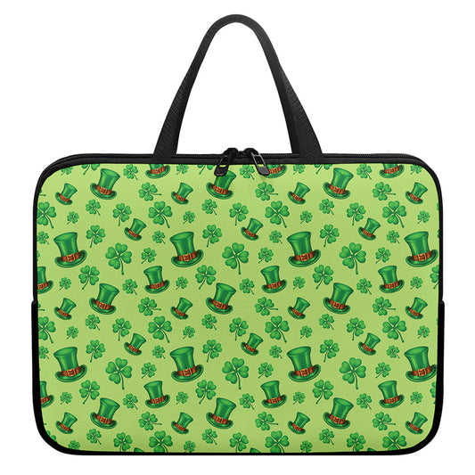 Clover And Hat St. Patrick's Day Print Laptop Sleeve With Handle
