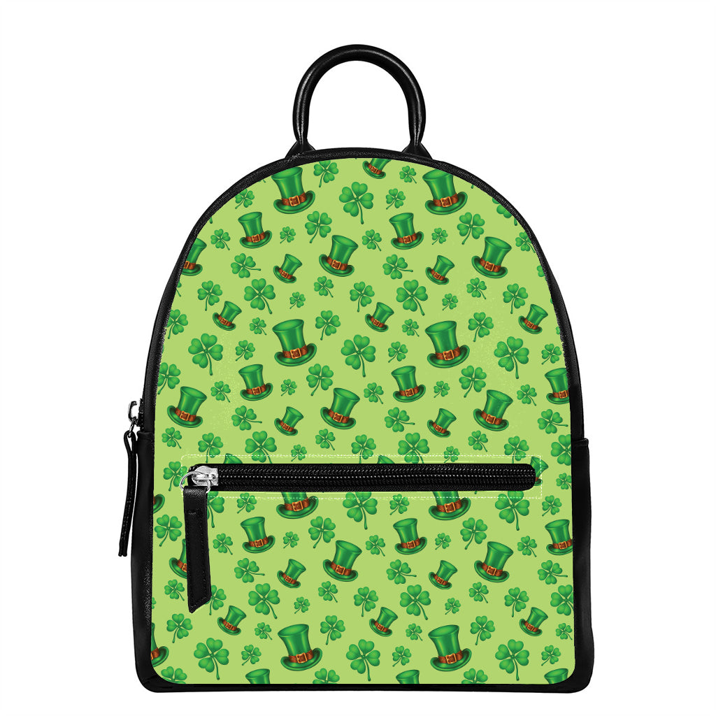 Clover And Hat St. Patrick's Day Print Leather Backpack