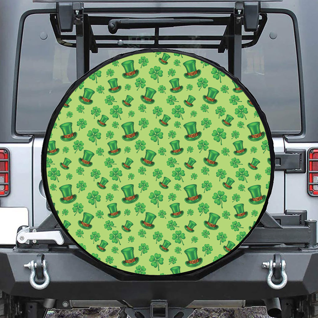 Clover And Hat St. Patrick's Day Print Leather Spare Tire Cover