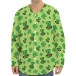 Clover And Hat St. Patrick's Day Print Long Sleeve Baseball Jersey