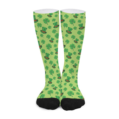 Clover And Hat St. Patrick's Day Print Long Socks