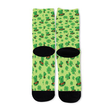 Clover And Hat St. Patrick's Day Print Long Socks