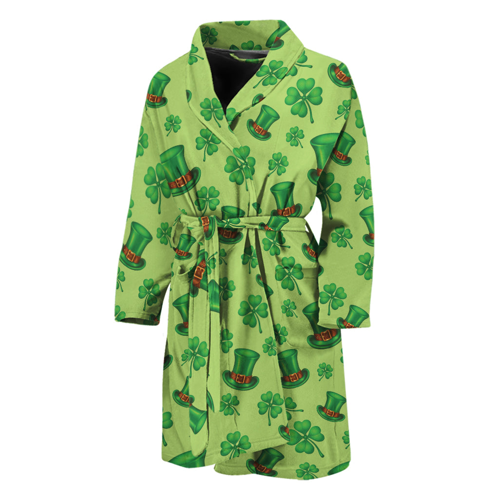 Clover And Hat St. Patrick's Day Print Men's Bathrobe