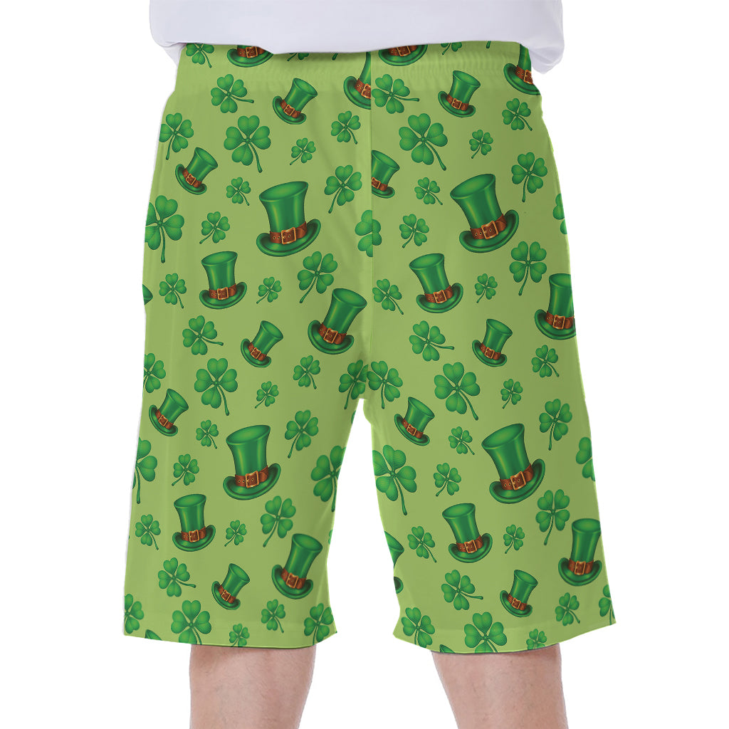 Clover And Hat St. Patrick's Day Print Men's Beach Shorts