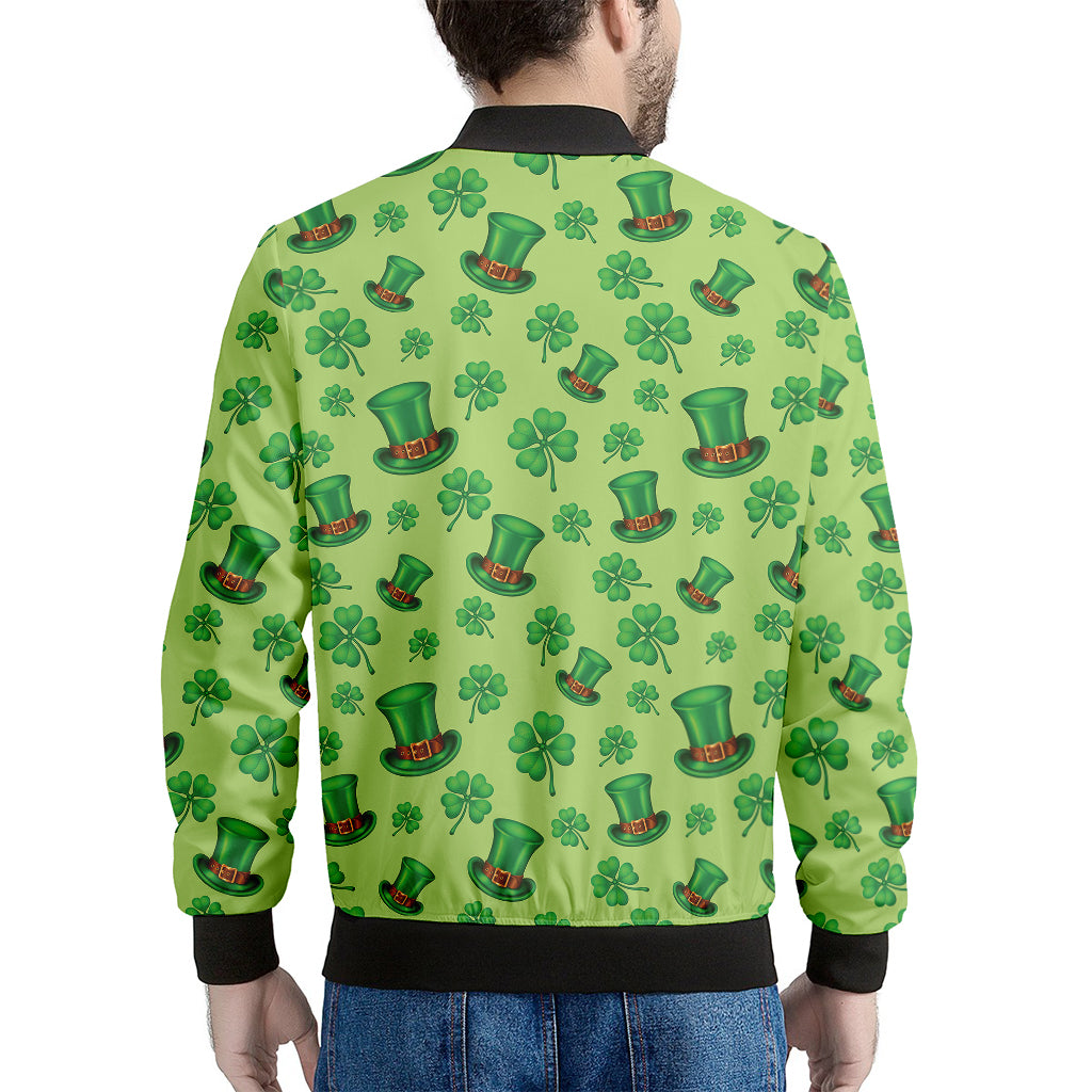 Clover And Hat St. Patrick's Day Print Men's Bomber Jacket