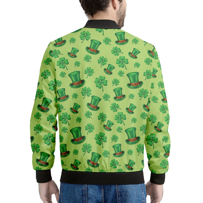 Clover And Hat St. Patrick's Day Print Men's Bomber Jacket