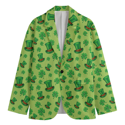 Clover And Hat St. Patrick's Day Print Men's Cotton Blazer