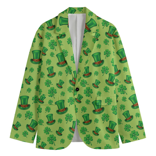 Clover And Hat St. Patrick's Day Print Men's Cotton Blazer
