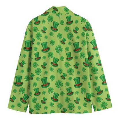 Clover And Hat St. Patrick's Day Print Men's Cotton Blazer