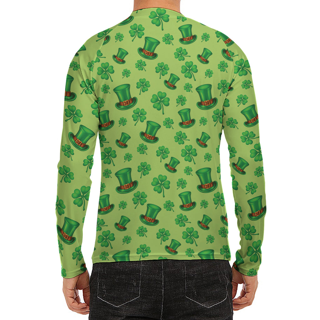 Clover And Hat St. Patrick's Day Print Men's Long Sleeve Rash Guard