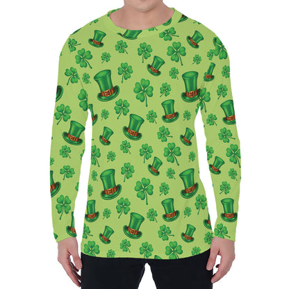 Clover And Hat St. Patrick's Day Print Men's Long Sleeve T-Shirt