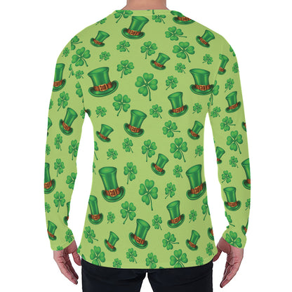 Clover And Hat St. Patrick's Day Print Men's Long Sleeve T-Shirt