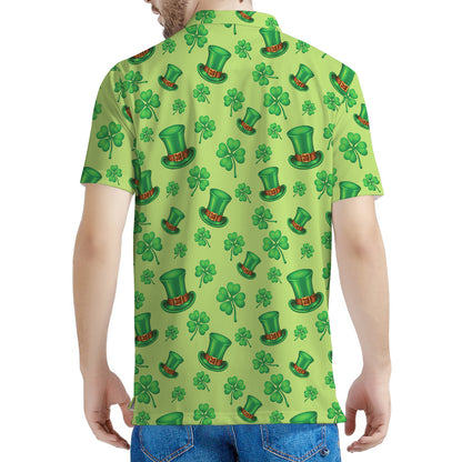 Clover And Hat St. Patrick's Day Print Men's Polo Shirt