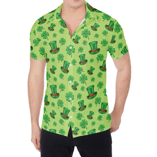 Clover And Hat St. Patrick's Day Print Men's Shirt