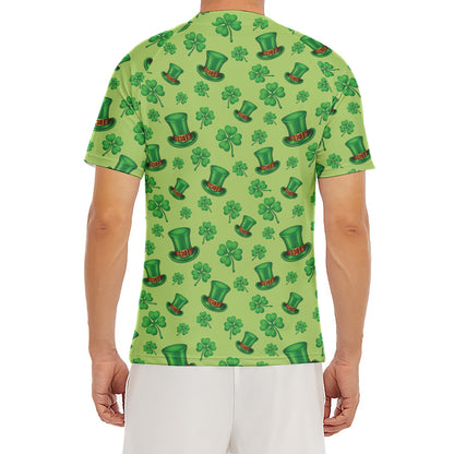 Clover And Hat St. Patrick's Day Print Men's Short Sleeve Rash Guard