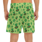 Clover And Hat St. Patrick's Day Print Men's Split Running Shorts