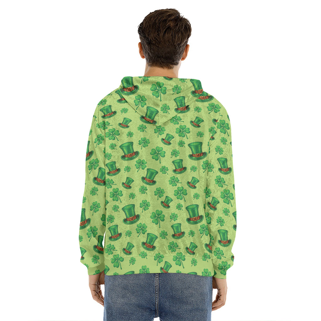 Clover And Hat St. Patrick's Day Print Men's Velvet Pullover Hoodie