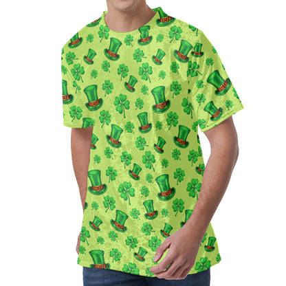 Clover And Hat St. Patrick's Day Print Men's Velvet T-Shirt