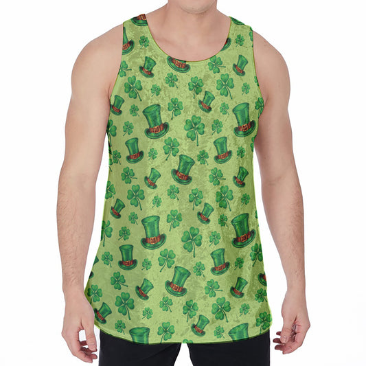 Clover And Hat St. Patrick's Day Print Men's Velvet Tank Top