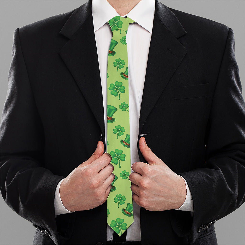 Clover And Hat St. Patrick's Day Print Necktie