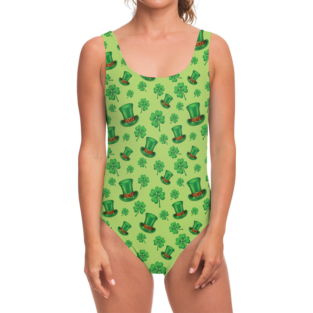 Clover And Hat St. Patrick's Day Print One Piece Swimsuit
