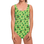 Clover And Hat St. Patrick's Day Print One Piece Swimsuit