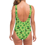 Clover And Hat St. Patrick's Day Print One Piece Swimsuit