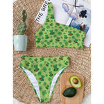 Clover And Hat St. Patrick's Day Print One Shoulder Bikini Top