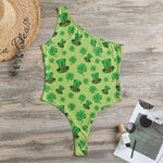 Clover And Hat St. Patrick's Day Print One Shoulder Bodysuit