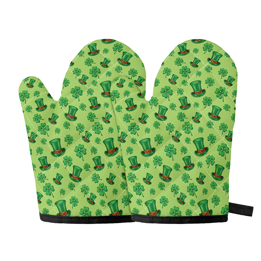 Clover And Hat St. Patrick's Day Print Oven Mitts