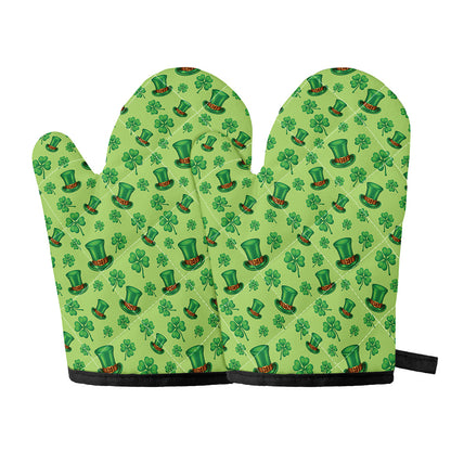 Clover And Hat St. Patrick's Day Print Oven Mitts
