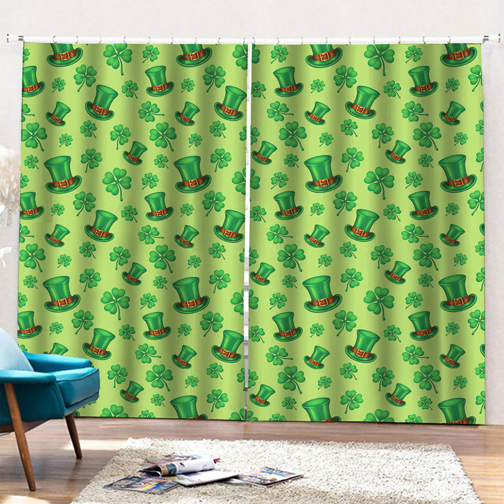 Clover And Hat St. Patrick's Day Print Pencil Pleat Curtains