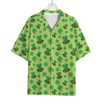 Clover And Hat St. Patrick's Day Print Rayon Hawaiian Shirt
