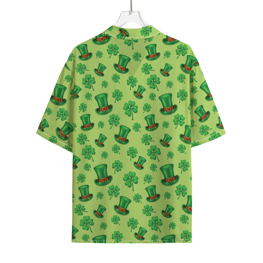 Clover And Hat St. Patrick's Day Print Rayon Hawaiian Shirt