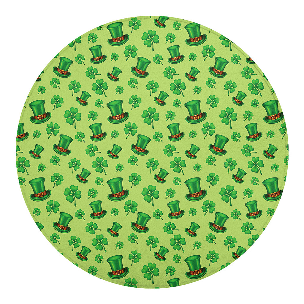Clover And Hat St. Patrick's Day Print Round Blanket