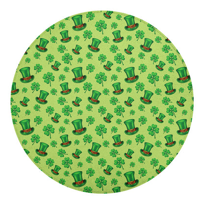 Clover And Hat St. Patrick's Day Print Round Blanket
