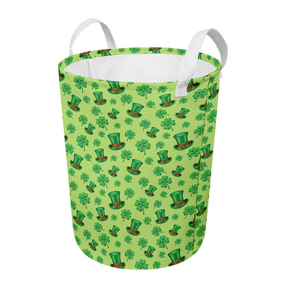 Clover And Hat St. Patrick's Day Print Round Laundry Basket