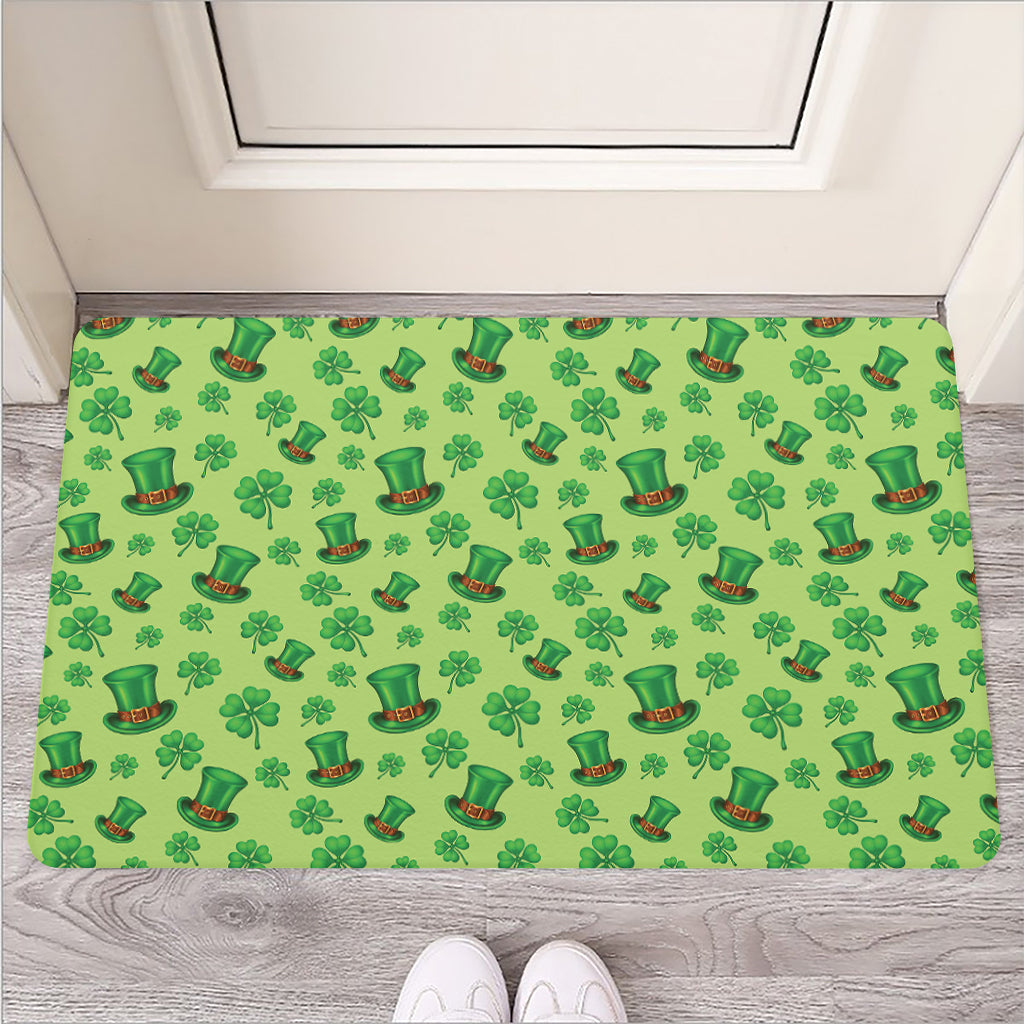 Clover And Hat St. Patrick's Day Print Rubber Doormat