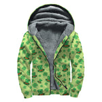 Clover And Hat St. Patrick's Day Print Sherpa Lined Zip Up Hoodie