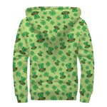 Clover And Hat St. Patrick's Day Print Sherpa Lined Zip Up Hoodie