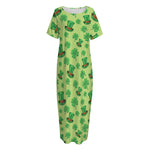 Clover And Hat St. Patrick's Day Print Short Sleeve Long Nightdress