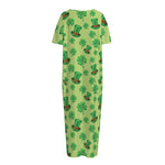 Clover And Hat St. Patrick's Day Print Short Sleeve Long Nightdress