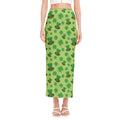 Clover And Hat St. Patrick's Day Print Side Slit Maxi Skirt