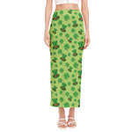 Clover And Hat St. Patrick's Day Print Side Slit Maxi Skirt