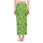 Clover And Hat St. Patrick's Day Print Side Slit Maxi Skirt