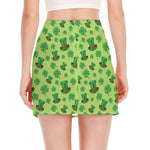 Clover And Hat St. Patrick's Day Print Side Slit Mini Skirt