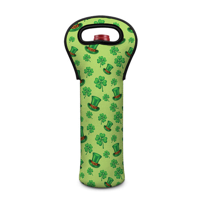 Clover And Hat St. Patrick's Day Print Single Neoprene Wine Tote