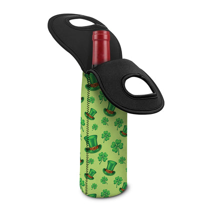 Clover And Hat St. Patrick's Day Print Single Neoprene Wine Tote