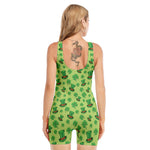 Clover And Hat St. Patrick's Day Print Sleeveless One Piece Swimsuit